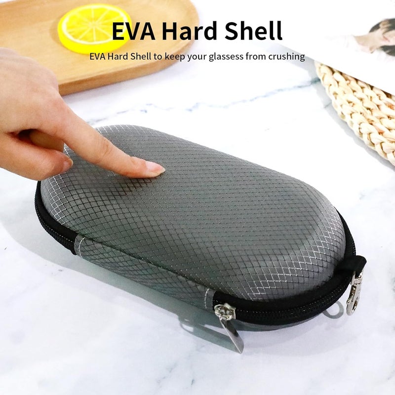 FlyingMage Store Double Eyeglasses Case, Hard Shell Dual Sunglasses Organizer with Zipper Clip Travel Glasses Storage for Women Men - Image 4